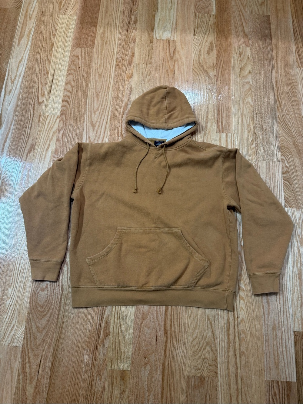 Vintage Foot Locker Mens Brown Fleece Pullover Hoodie Size L Pockets Drawstring